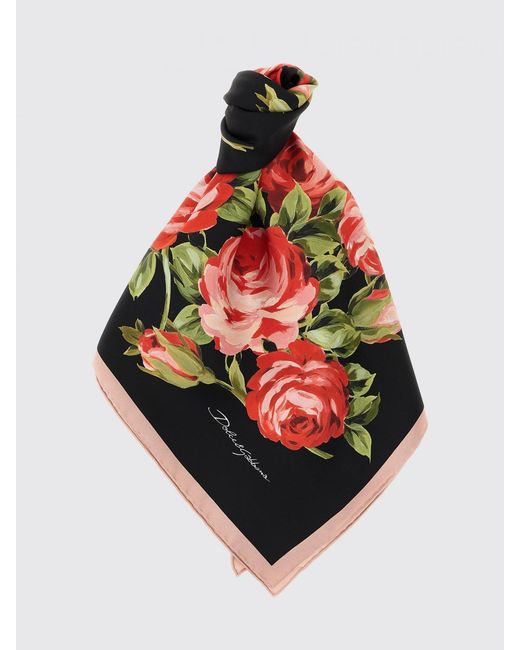Dolce & Gabbana Red Dolce &Amp Gabbana Floral Print Silk Scarf
