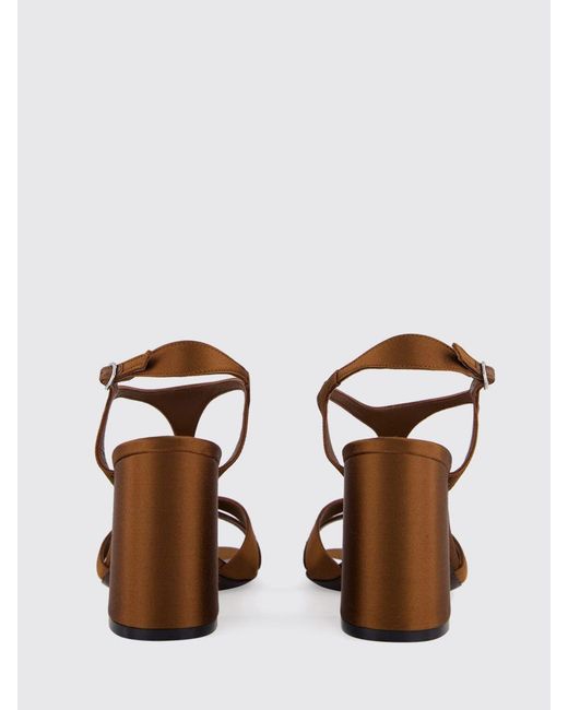 Jimmy Choo Brown Kesia Satin T-Strap Sandals With A High Block Heel