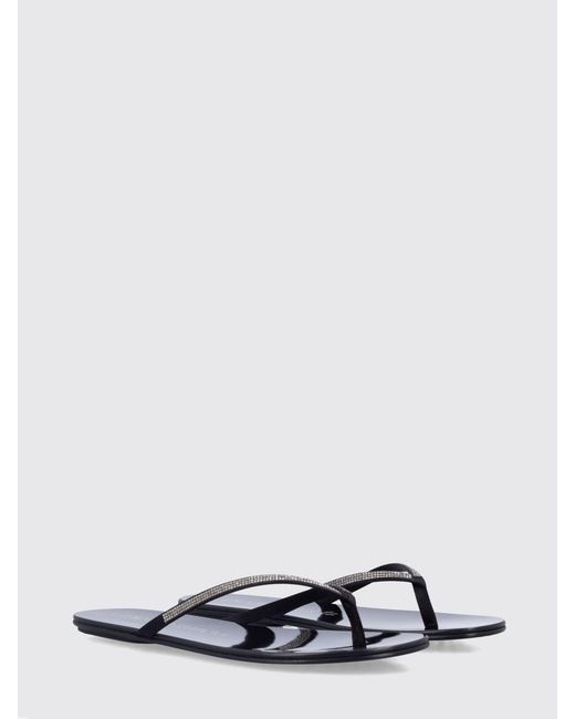 Pedro Garcia White Satin Thong Sandals With Swarovski Crystal Application