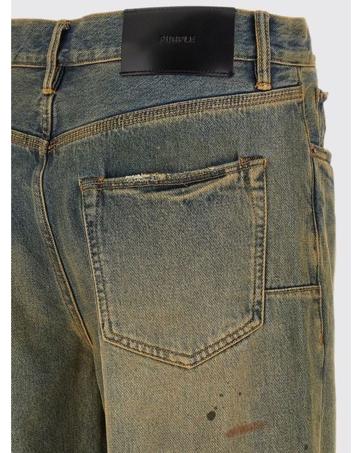 Purple Gray P011 Straight-Leg Cotton Denim Jeans With A Worn-Out Effect for men