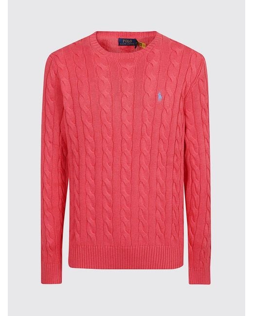 Polo Ralph Lauren Red Cotton Tricot Crewneck Pullover for men