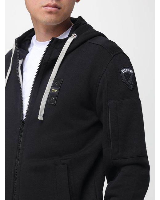 Blauer Blue Cotton Hoodie With Logo for men