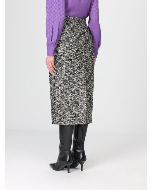 Gucci Gray Tweed Midi Skirt