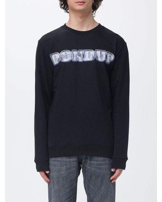 Dondup Blue Cotton Crew Neck Sweatshirt With Logo for men