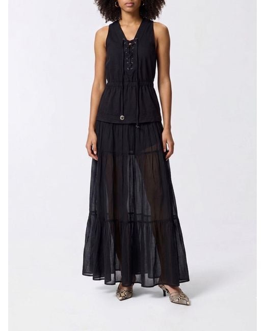Pinko Black Cotton Long Dress