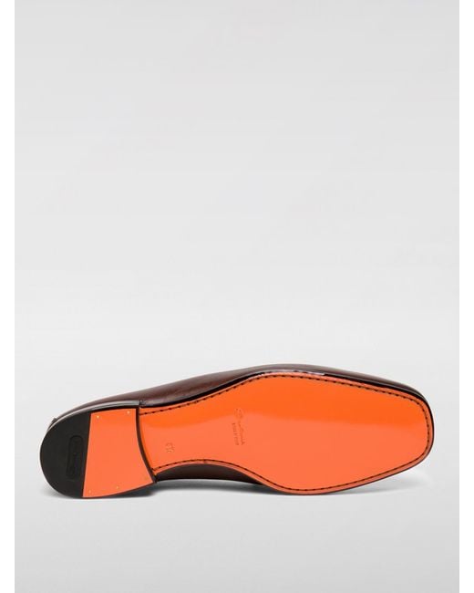 Santoni Brown Leather Loafers for men