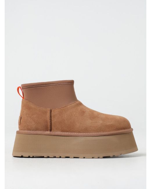 Ugg Brown Classic Mini Dipper Suede And Neoprene Ankle Boots