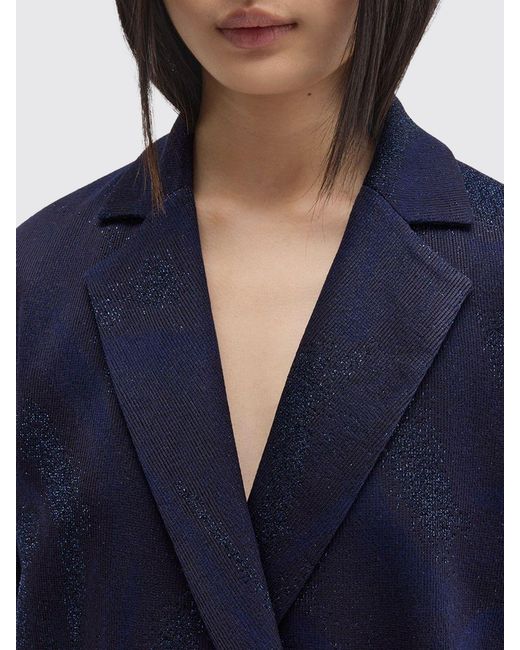 MACCAPANI Blue Double-Breasted Viscose And Glitter Cotton Blazer