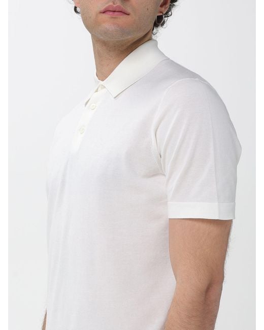 Drumohr White Cotton Polo Shirt for men