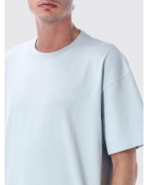 Represent White Cotton Crew-Neck T-Shirt With Logo for men