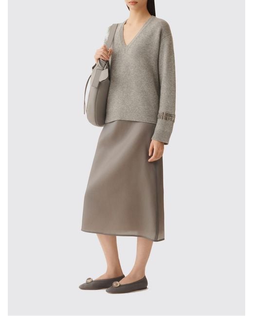 Fabiana Filippi Gray Virgin Wool And Cashmere Pullover