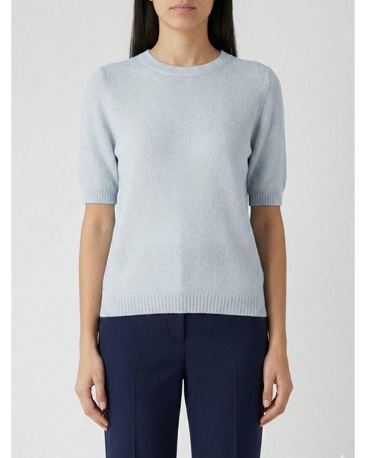 Fabiana Filippi Blue Mohair Blend Pullover With Sequins