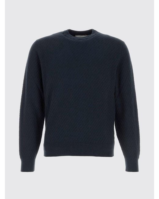 Canali Blue Cotton And Silk Sweater for men
