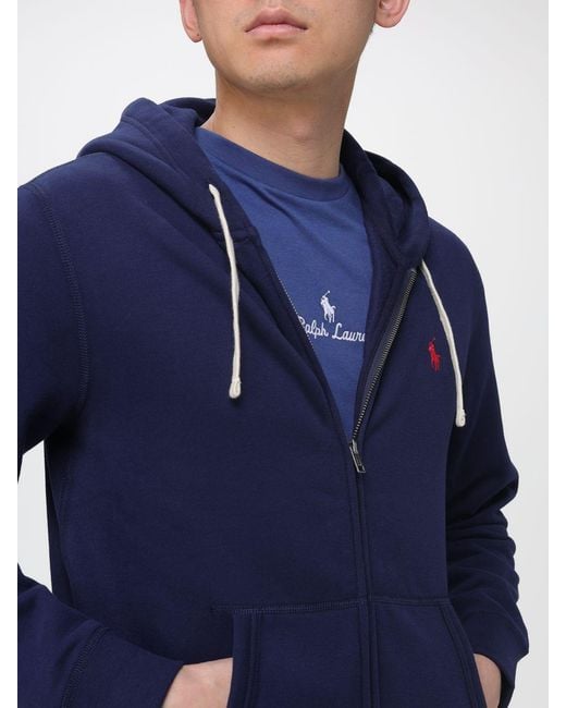 Polo Ralph Lauren Blue Cotton Blend Hoodie for men
