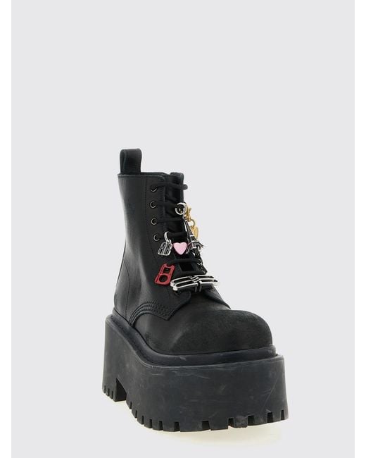 Balenciaga Black Strike Platform Ankle Boots With Charms