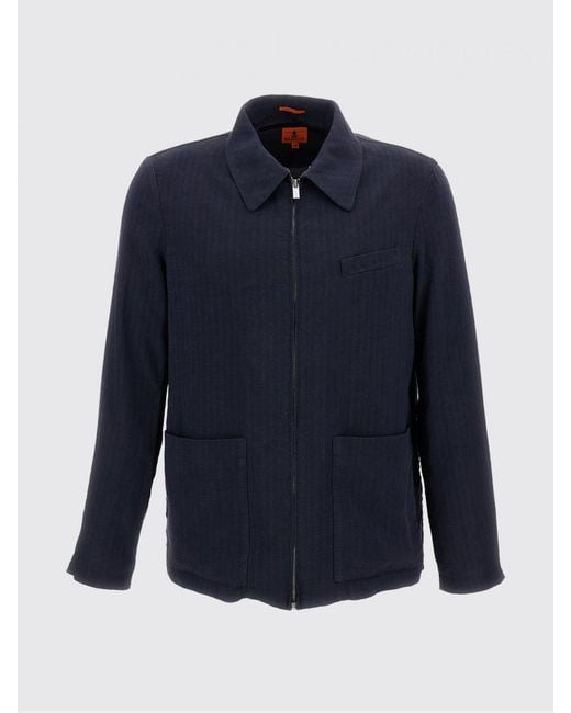 Barena Blue Linen Blend Shirt Jacket for men