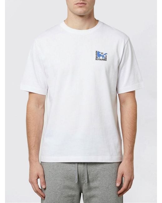 Maison Kitsuné White Maison KitsunÉ Organic Cotton Crew-Neck T-Shirt for men