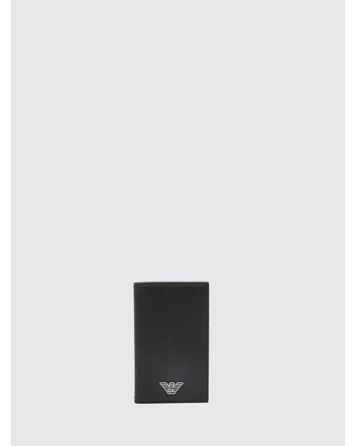 Emporio Armani White Saffiano Faux Leather Card Holder for men