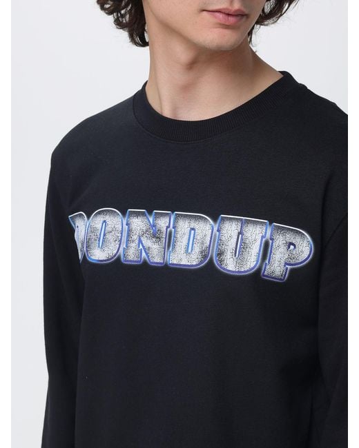 Dondup Blue Cotton Crew Neck Sweatshirt With Logo for men