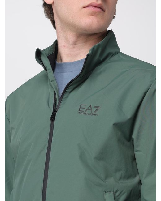 EA7 Green Polyester Jacket With Logo for men