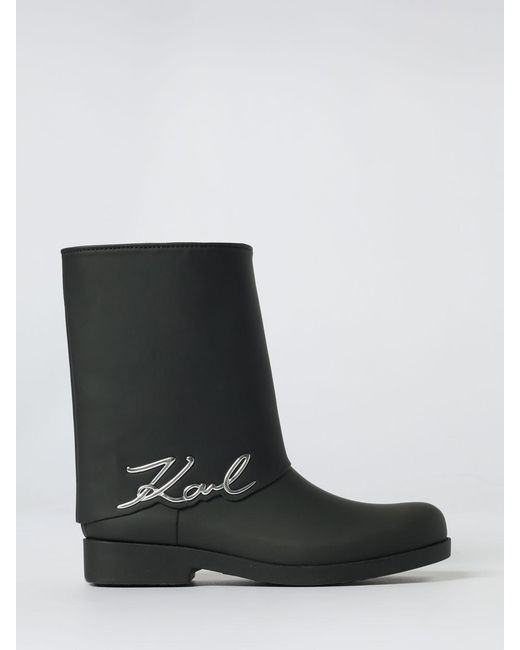 Karl Lagerfeld Black Flat Ankle Boots
