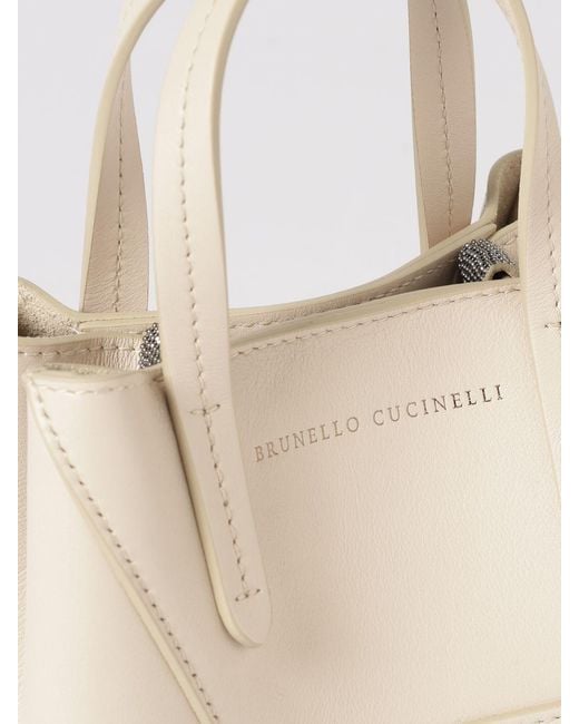 Brunello Cucinelli Natural Bc Duo Mini Calfskin Leather Bag