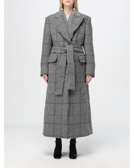 Dolce & Gabbana Gray Houndstooth Wool-Blend Coat