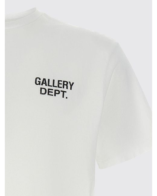 GALLERY DEPT. White Slim Fit Logo Print Dropped-Shoulder Cotton T-Shirt for men