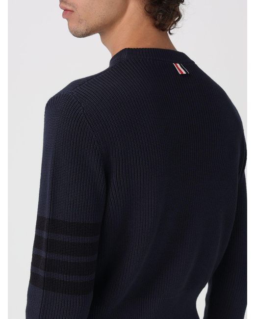 Thom Browne Blue Cotton Crew Neck Pullover for men
