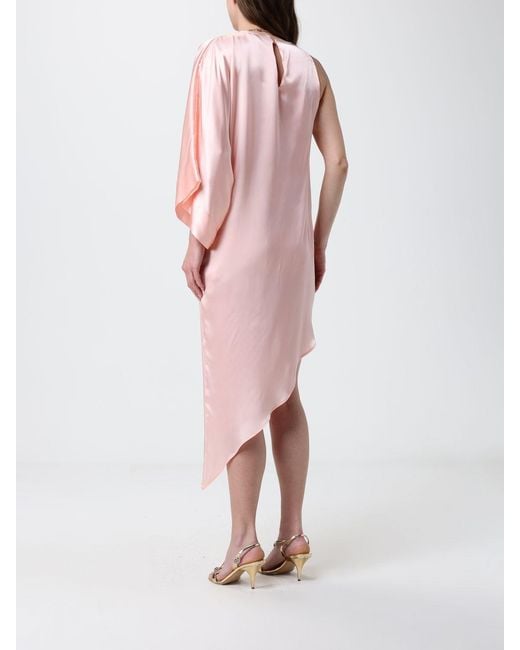 SIMONA CORSELLINI Pink Asymmetric Satin Dress
