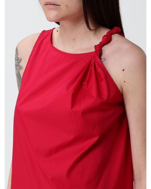 Twinset Red Stretch Cotton Sleeveless Top