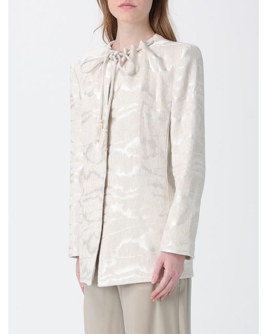 Giorgio Armani Natural Linen And Viscose Blazer With Drawstring