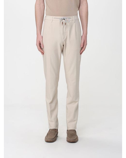 Eleventy Natural Cotton Blend Trousers With Drawstring for men