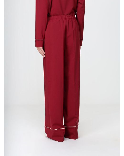 Alberta Ferretti Red High-Waisted Pajama-Style Palazzo Trousers