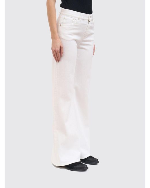 Dondup White Wide Leg Stretch Denim Jeans