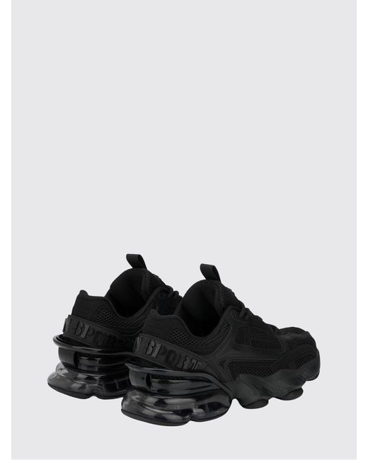 Philipp Plein Black Runner Ps Thunder Mix Low-Top Mesh Sneakers With Notched Sole for men
