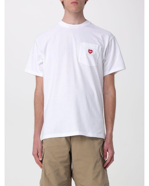 Carhartt White Crew Neck Cotton T-Shirt for men