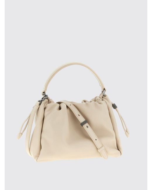 Brunello Cucinelli Natural Schultertasche Damen