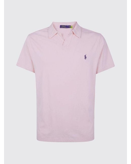 Polo Ralph Lauren Purple Cotton And Linen Polo Shirt With Logo for men
