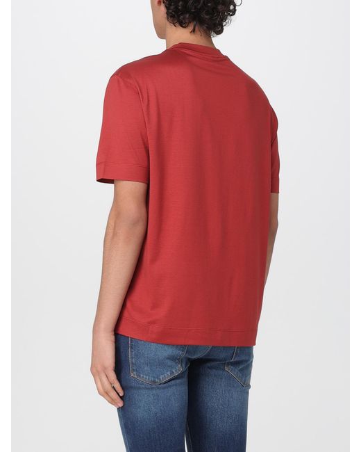Emporio Armani Red Cotton T-Shirt With Logo for men