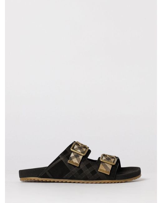 Burberry White Embossed Check Suede Sandal for men