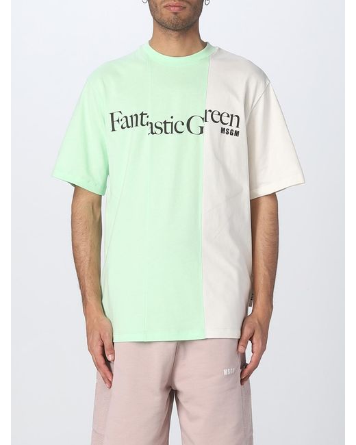 MSGM Green T-shirt In Organic Cotton for men