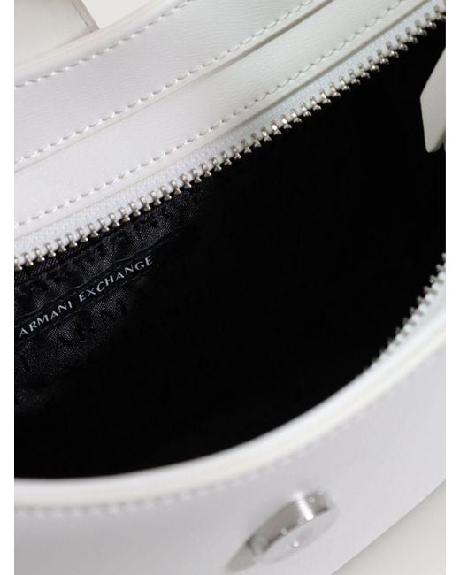 ARMANI EXCHANGE White Hobo Shoulder Bag With Metal Logo