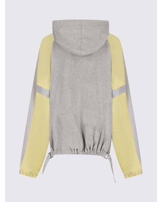The Attico Gray Bicolor Cotton Hooded Sweatshirt