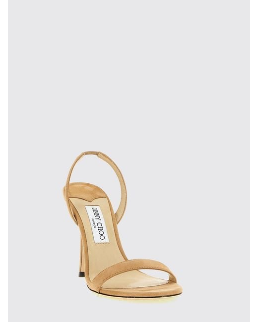 Jimmy Choo Natural Jenn Suede Slingback Sandals With A Round Toe And Stiletto Heel