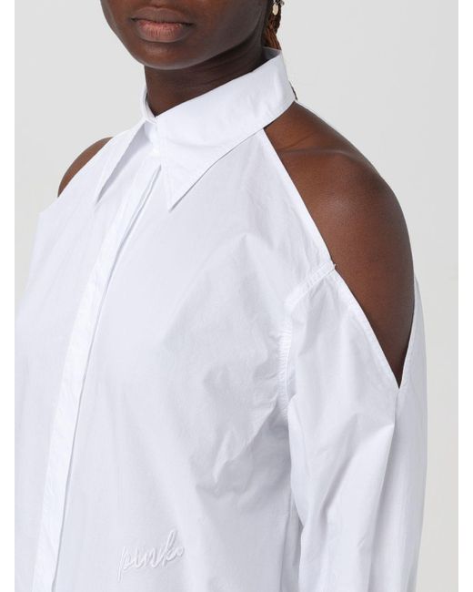 Camicia cut-out ampia di cotone di Pinko in White
