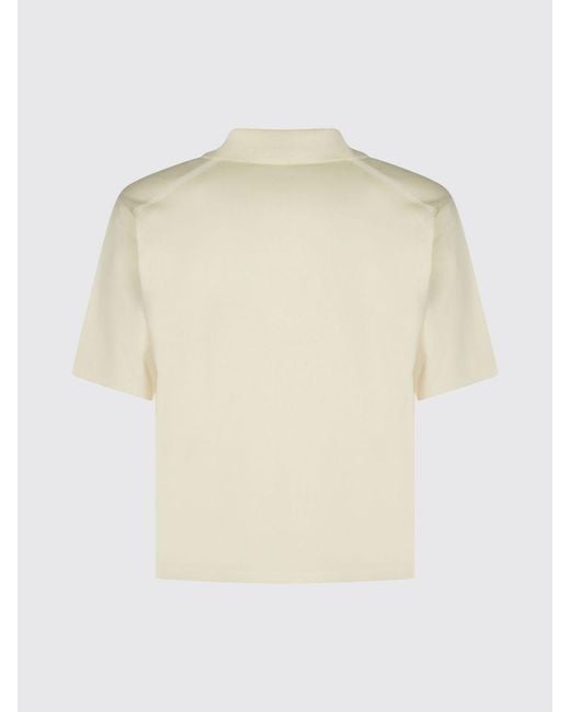 Auralee Natural Short-Sleeved V-Neck Silk Polo Shirt for men