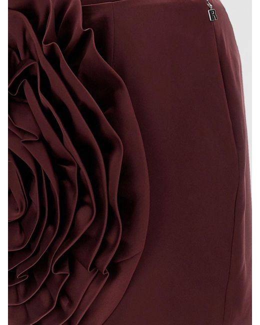 ROTATE BIRGER CHRISTENSEN Red Crêpe Mini Skirt With Maxi Flower