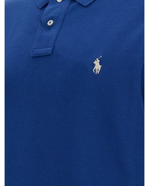 Polo Ralph Lauren Blue Cotton Polo Shirt With Pony Logo for men