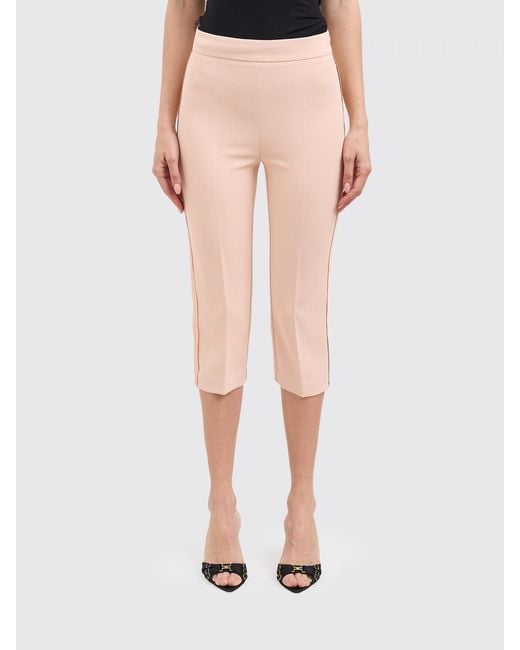 Elisabetta Franchi Pink Crêpe Cropped Fit Trousers